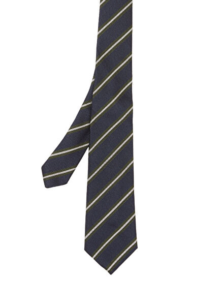 Green Diagonal Striped Silk Tie