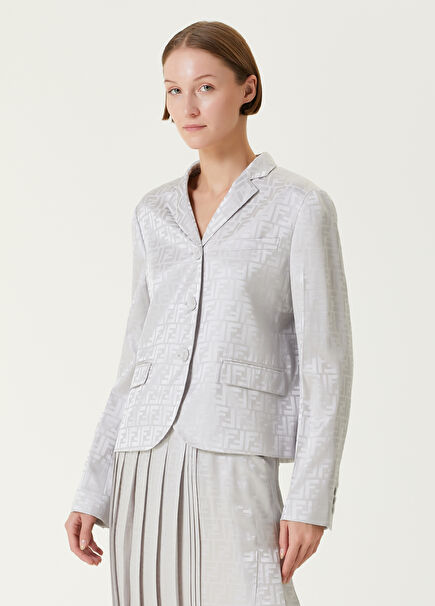 Grey Monogram Jacquard Silk Satin Jacket