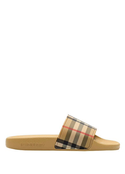 Check Bej Unisex Çocuk Terlik