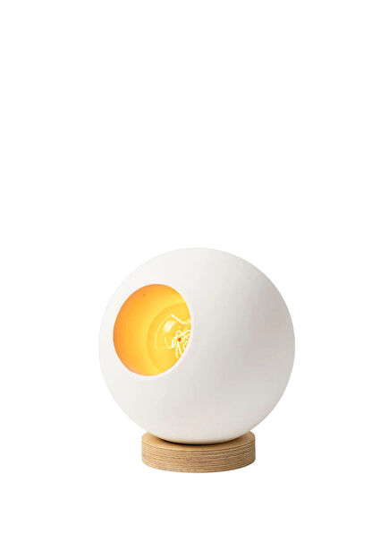 Beyaz Yuvarlak Beton Masa Lambası