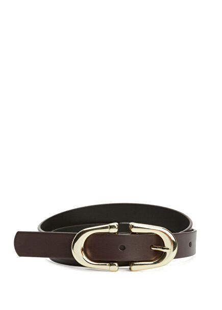 Burgundy Women's Leather Belt With Big C Buckle