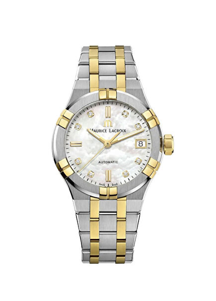 ML-AI6006PVY13170-1 Gold Color Metallic Gray Diamond Women's Wristwatch