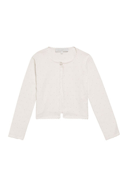 Beyaz Kız Çocuk Triko Bolero Hırka