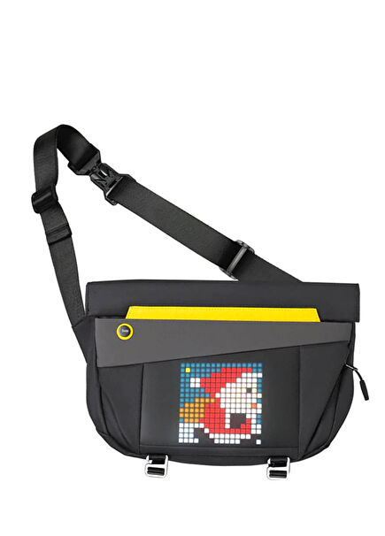 Pixoo Slingbag-V Siyah Ledli Ekran APP Kontrollü Su Geçirmez Postacı Çantası