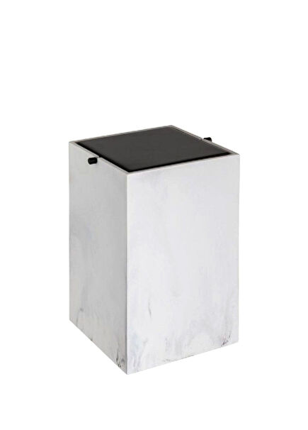 Marble Patterned Black Bathroom Waste Bin 4 L