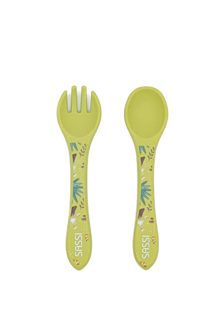 Strong Dinosaur Silicone Baby Cutlery Set