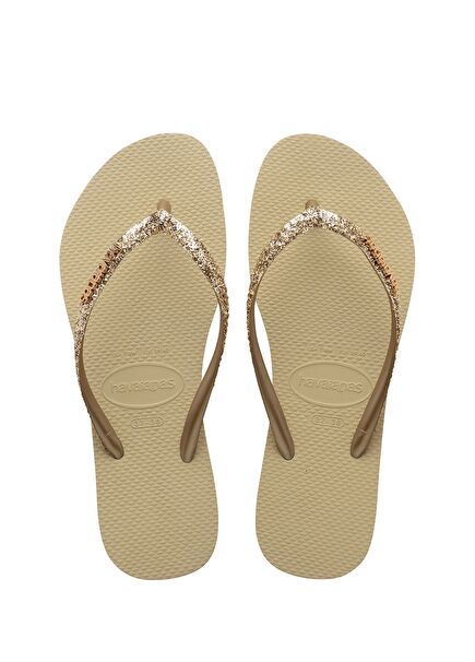 Slim Glitter Gold Kadın Plaj Terliği