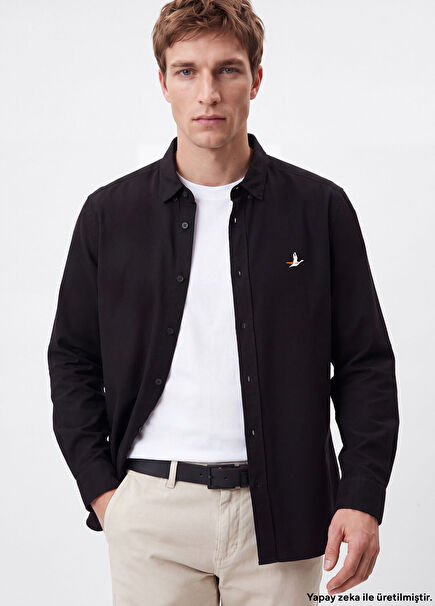 Comfort Fit Black Brass Textured Shirt