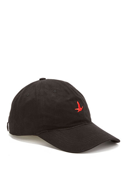Black Logo Embroidered Men's Gabardine Hat