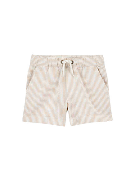 Bej Çizgili Erkek Çocuk Şort
