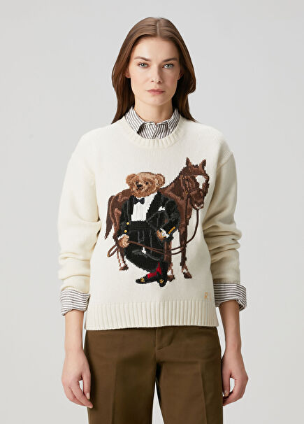 Polo bear cream wool sweater