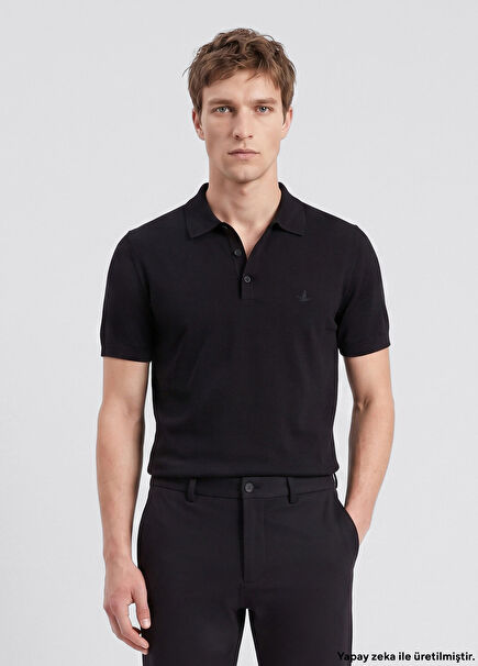 Black Soft Touch Polo Neck Knitwear
