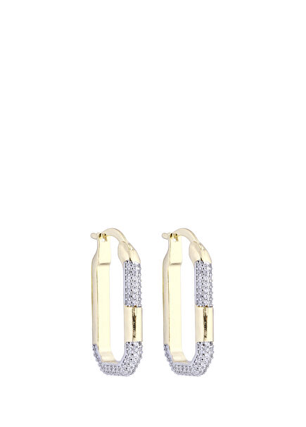 Beaded Square Hoop Square Women's Gold Plated Earr