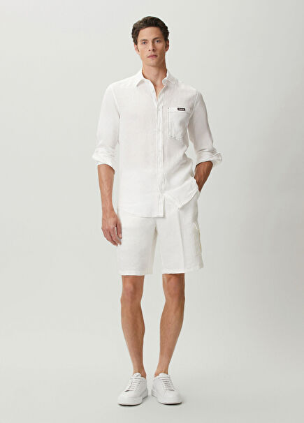 Off-White Linen Cargo Shorts