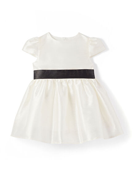 Midnight Charm White Bow Short Sleeve Girls' Dress