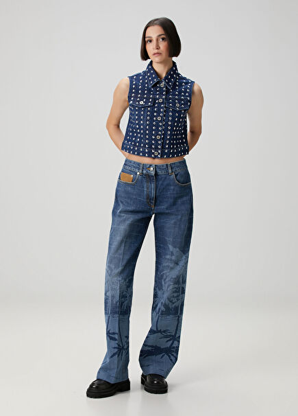 Palms Loose Mavi Jean Pantolon