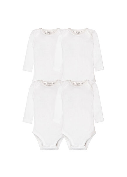 Layette Beyaz Uzun Kollu Unisex Bebek 4'lü Body Set