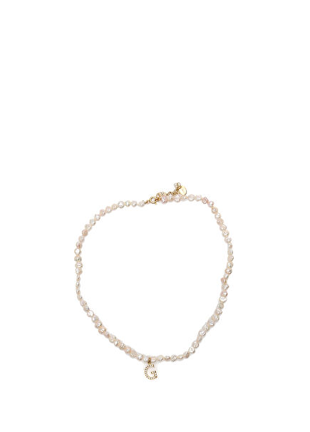 İncili G Harf Formlu Kadın Gümüş Kolye