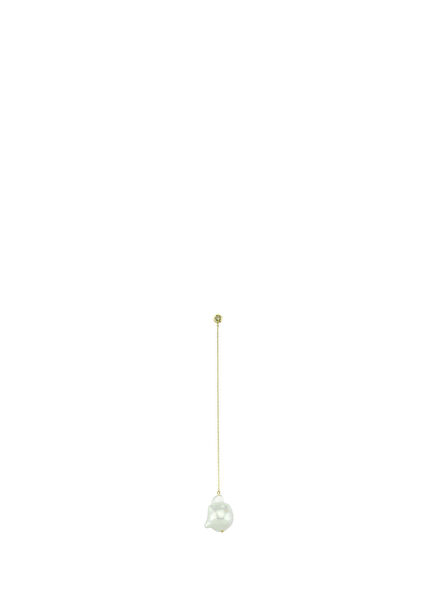 Diamonds And Baroque Pearls Single Gold Earrings