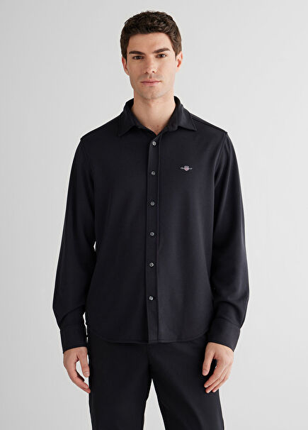 Black Standard Fit Long Sleeve Men's Shirt