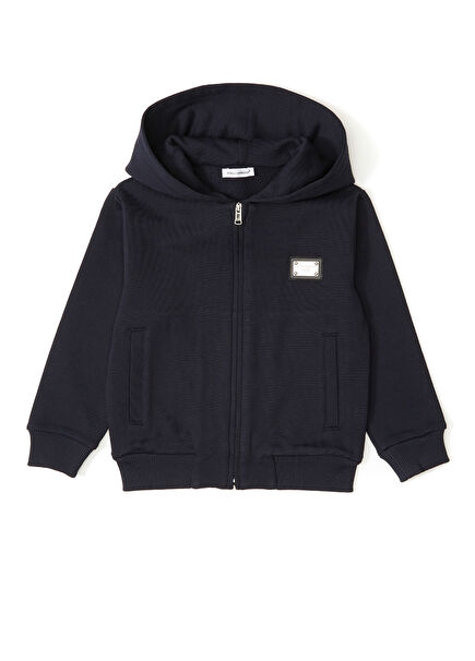 Lacivert Kapüşonlu Erkek Çocuk Hırka