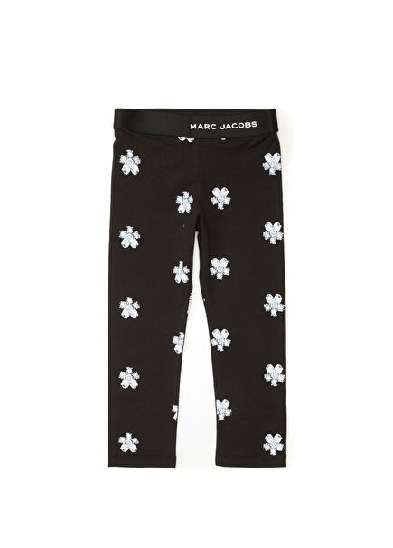 Siyah Taş Baskılı Kız Çocuk Tayt