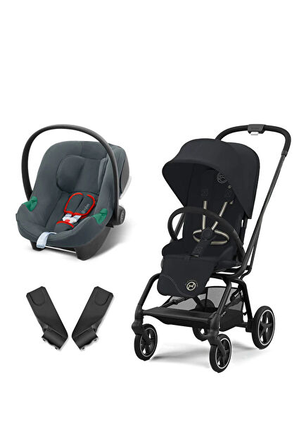 Eezy S 360 Twist+2 Black + Aton B2  Black + Adaptör Bebek Arabası