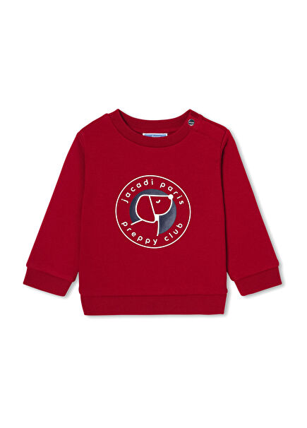 Kırmızı Polar Maksi Rozetli Erkek Bebek Sweatshirt