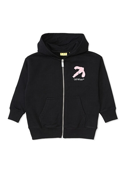 Siyah Kapüşonlu Kız Çocuk Sweatshirt