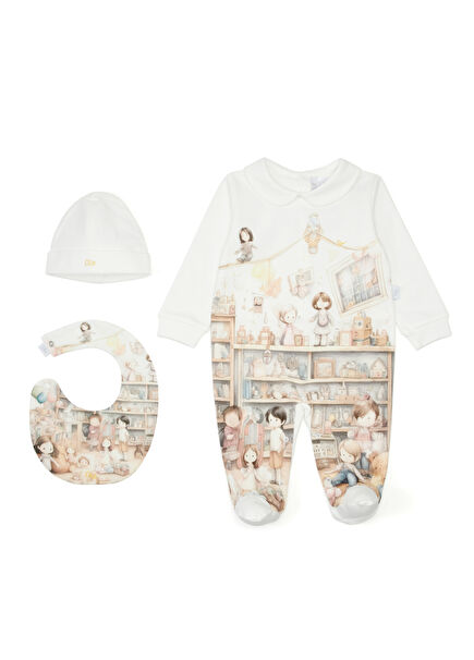 Patterned Peter Pan Collar Overalls Set Playhouse