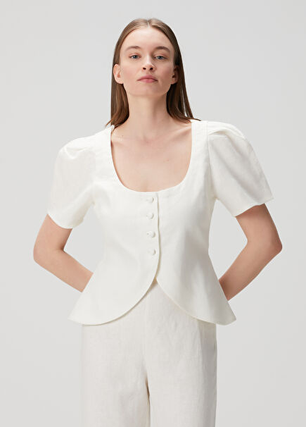 White Linen Vest