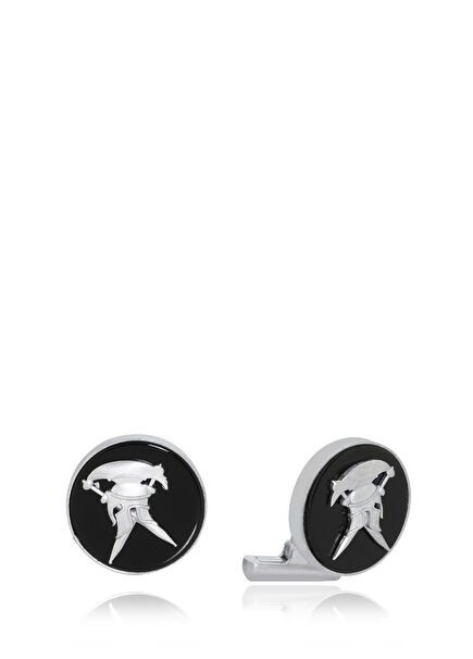 Helmet 925 Sterling Silver Onyx Cufflink