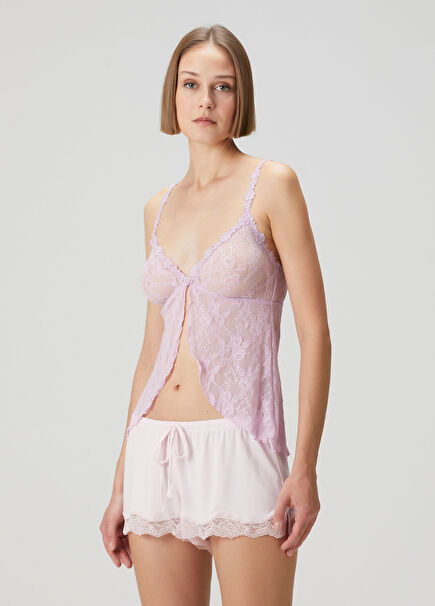 Açık Pembe Dantel Atlet