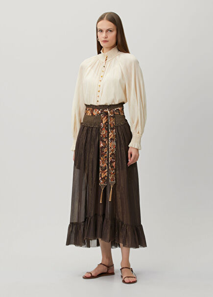Aster Brown Midi Skirt