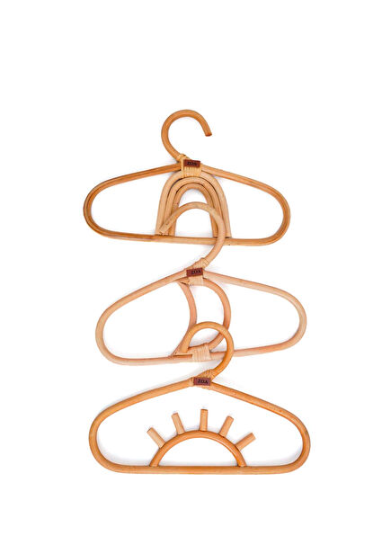 Naturel 3'lü Rattan Askı