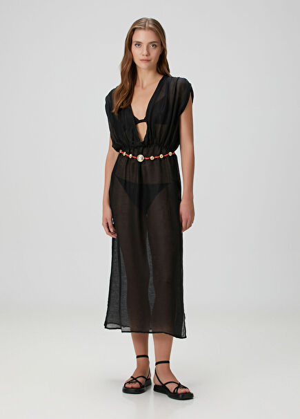 Hecate Black Linen Beach Dress