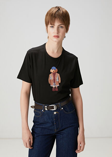 Black Dog Print T-Shirt
