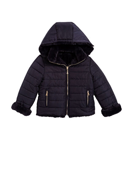 Lacivert Çift Taraflı Kız Çocuk Doudoune Mont