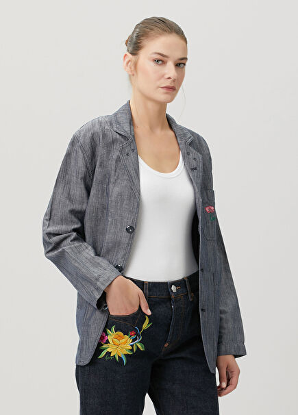 Tulip Mavi Keten Blazer