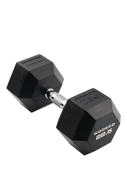 Rubber Hex Black Rubber Hexagon Dumbbell 22.5 kg