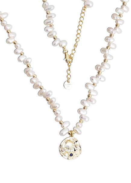 Seashell Silver Pearl 18K Yellow Gold Plated Women's Necklace