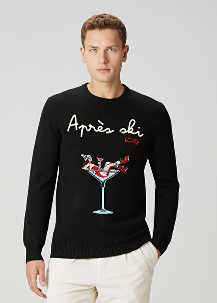 Heron Black Jacquard Sweater