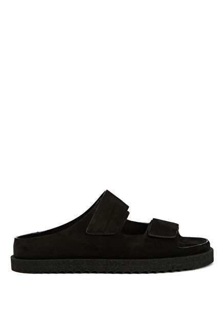Black Men's Leather Slippers