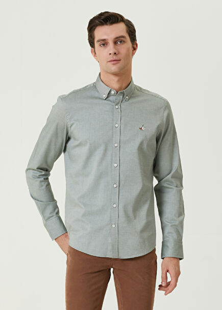 Comfort Fit Açık Haki Oxford Gömlek