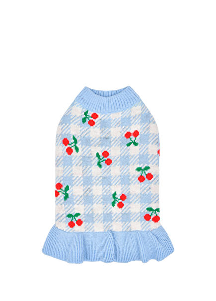 Rio Pembe Örgü Orta Irk Köpek Elbisesi 