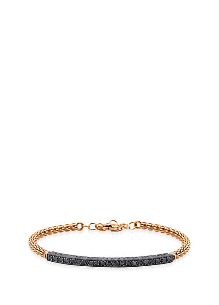 Black Diamond 18K Gold Unisex Handcuff Bracelet