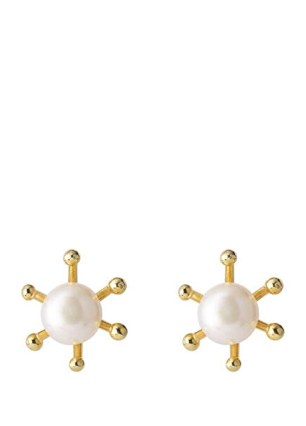 Mirabel Pirinç Üzeri 18 Ayar Altın Kaplama Kadın İnci Küpe