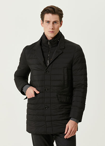 Moupi Siyah İç Yaka Detaylı Palto