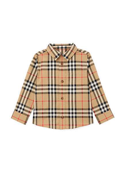 Owen Vintage Stretch Beige Cotton Long Sleeve Unisex Kids Shirt