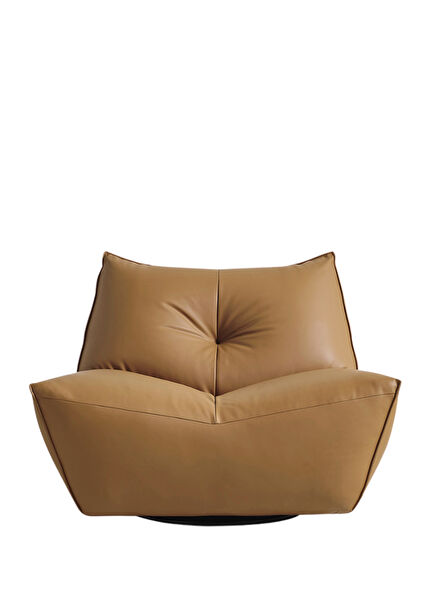 Java Comfort Kahverengi Deri Metal Ayaklı Döner Berjer